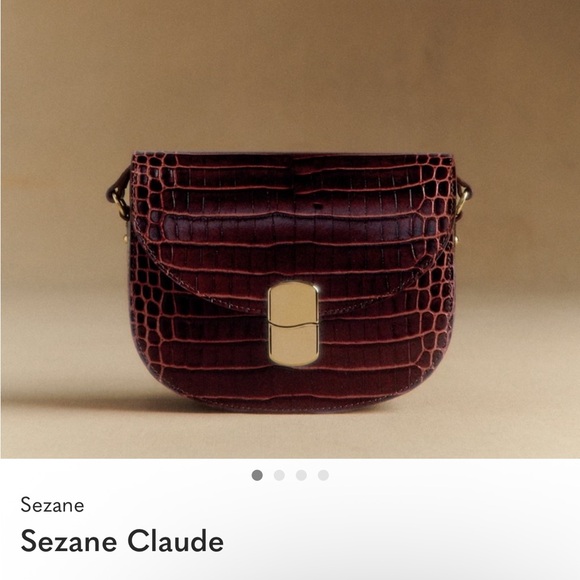 Sezane Claude Deep Red Croc-Embossed Crossbody Bag - Picture 4 of 11